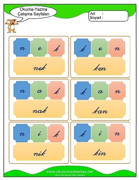 k sesi Hece Kartları